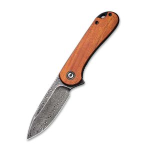 CIVIVI C907DS-2 Elementum Flipper Knife Wood Handle - Damascus Blade