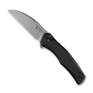 Sencut  S21011-1 Watauga Flipper & Button Lock Knife Black G10 Handle