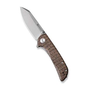 Sencut S22014-3 Fritch Flipper & Thumb Stud Knife Dark Brown Matrix Micarta Handle