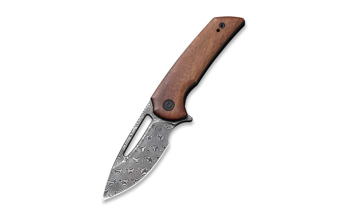 CIVIVI C2010DS-1 Odium Flipper Damascus and Cuibourtia Wood Handle