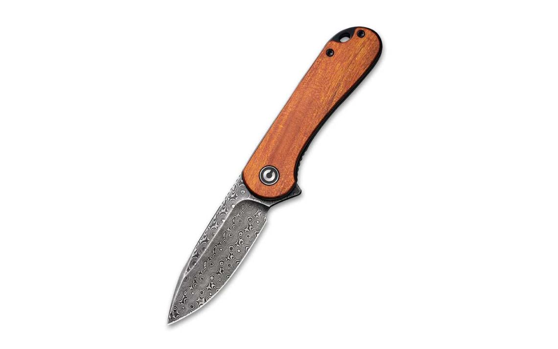 CIVIVI C907DS-2 Elementum Flipper Knife Wood Handle - Damascus Blade