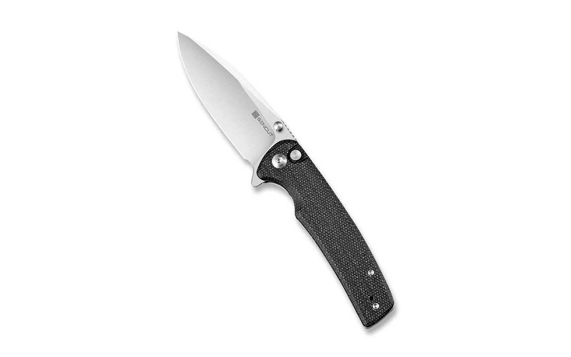 Sencut Sachse S21007-1 Black Micarta Handle Button Lock Flipper Knife