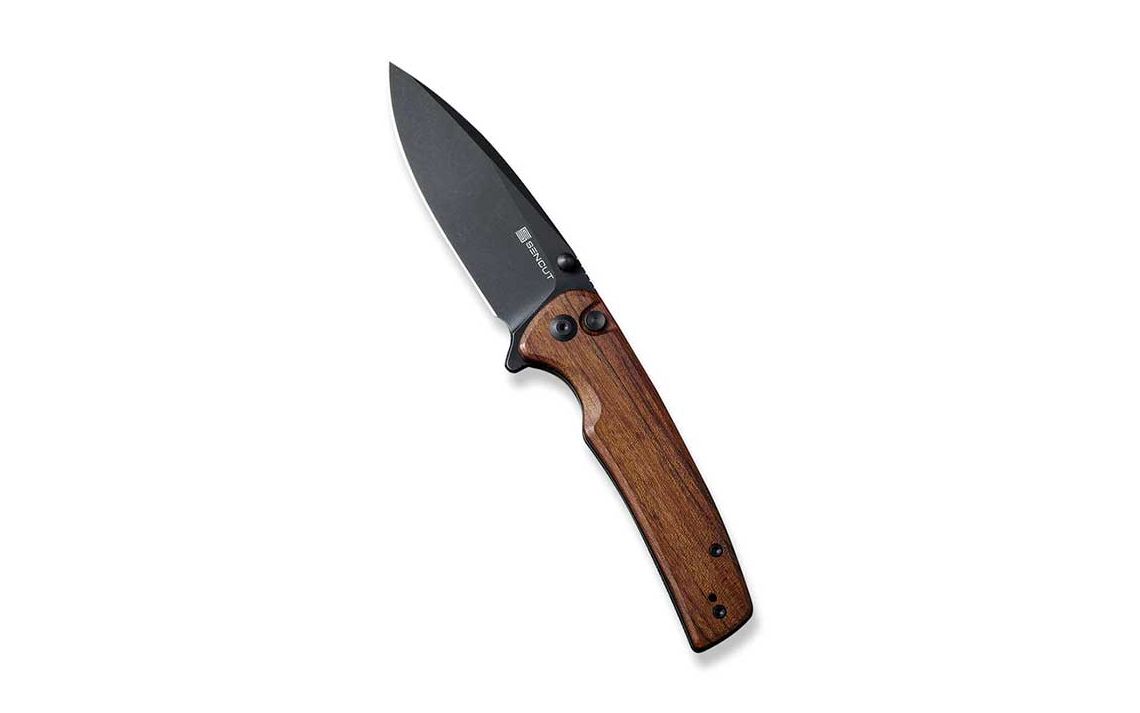 Sencut S21007-6 Sachse Button Lock & Thumb Stud Guibourtia Wood Handle Knife