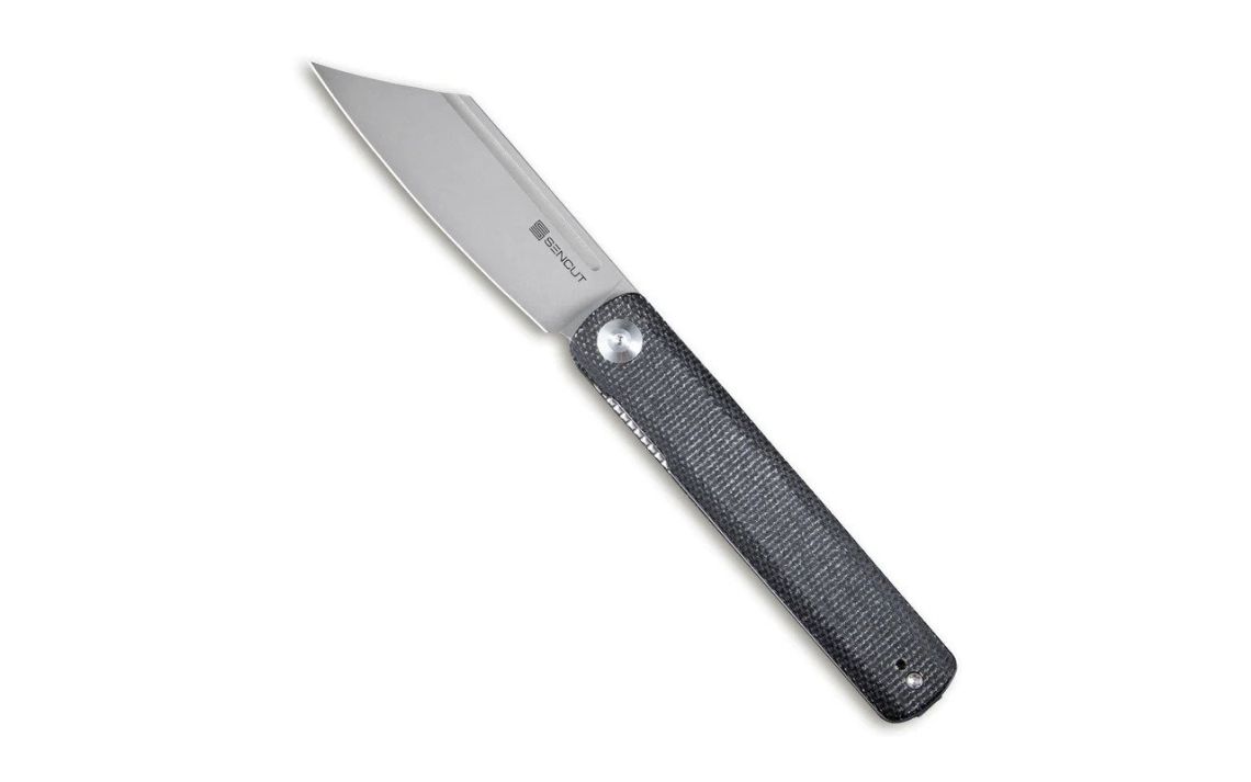 Sencut SA08A Bronte Front Flipper Knife Black Micarta Handle 3.38" 